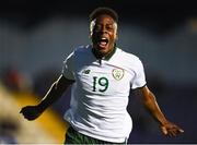 7 October 2017; Jonathan Afolabi of Republic of Ireland celebrates after scoring his side's first goal during the UEFA European U19 Championship Qualifier match between Republic of Ireland and Cyprus at the Regional Sports Centre in Waterford. Photo by Seb Daly/Sportsfile