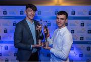 7 October 2017; Electric Ireland present Kerry's David Clifford, left, with the 2017 Electric Ireland Footballer of the Year award and Cork's Brian Turnbull 2017 Electric Ireland hurler of the year as voted for by a panel of GAA legends which includes Oisin McConville, Andy McEntee, Donal Og Cusack and Mattie Kenny. Sponsor to the GAA Minor Championships, Electric Ireland today honoured 15 minor players from, football and 15 players from hurling at the inaugural annual Electric Ireland Minor Star Awards in Croke Park #GAAThisIsMajor. Photo by Eóin Noonan/Sportsfile