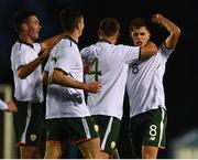 7 October 2017; Jason Molumby of Republic of Ireland, right, celebrates with teammates after scoring his side's second goal of the game during the UEFA European U19 Championship Qualifier match between Republic of Ireland and Cyprus at the Regional Sports Centre in Waterford. Photo by Seb Daly/Sportsfile
