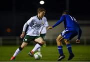 7 October 2017; John Martin of Republic of Ireland in action against Charalampos Charalampous of Cyprus during the UEFA European U19 Championship Qualifier match between Republic of Ireland and Cyprus at the Regional Sports Centre in Waterford. Photo by Seb Daly/Sportsfile