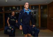 7 October 2017; Leinster's Devin Toner arrives ahead of the Guinness PRO14 Round 6 match between Leinster and Munster at the Aviva Stadium in Dublin. Photo by Ramsey Cardy/Sportsfile