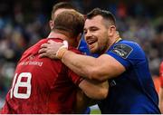 7 October 2017; Cian Healy of Leinster with Stephen Archer of Munster after the Guinness PRO14 Round 6 match between Leinster and Munster at the Aviva Stadium in Dublin. Photo by Brendan Moran/Sportsfile