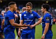 7 October 2017; Leinster players, from left, Adam Byrne, Ross Byrne and Joey Carbery after the Guinness PRO14 Round 6 match between Leinster and Munster at the Aviva Stadium in Dublin. Photo by Brendan Moran/Sportsfile