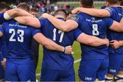 7 October 2017; Leinster team-mates huddle after the Guinness PRO14 Round 6 match between Leinster and Munster at the Aviva Stadium in Dublin. Photo by Cody Glenn/Sportsfile