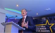 7 October 2017;  Pat O’Doherty, ESB Chief Executive, speaking during the Electric Ireland GAA Minor Star Awards at Croke Park in Dublin. Photo by Sam Barnes/Sportsfile