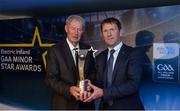 7 October 2017; GAA legend Micheal O’Muircheartaigh, left, presents Kerry’s Jack O’Connor with the inaugural Special Merit Award as part of the Electric Ireland GAA Minor Star Awards. O'Connor won successive All-Ireland Minor Football Championships with Kerry in 2014 & 2015. Sponsor to the GAA Minor Championships, Electric Ireland today honoured 15 minor players from, football and 15 players from hurling at the inaugural annual Electric Ireland Minor Star Awards in Croke Park #GAAThisIsMajor. Photo by Sam Barnes/Sportsfile