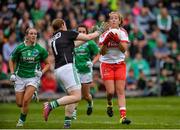 8 October 2017; Ciara Moore of Derry in action against Roisin Gleeson of Fermanagh during the TG4 Ladies Football All-Ireland Junior Championship Final Replay between Derry and Fermanagh at St Tiernach's Park in Clones, Co Monaghan. Photo by Oliver McVeigh/Sportsfile