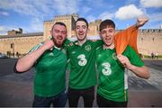 8 October 2017; Republic of Ireland supporters, from Navan, Co. Meath, from left, Conor Murphy, Tom Duignan and Danny Goggett in Cardiff City ahead of their side's FIFA World Cup Qualifier against Wales on Monday. Photo by Stephen McCarthy/Sportsfile