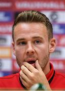 8 October 2017; Chris Gunter of Wales during a press conference at Cardiff City Stadium in Cardiff, Wales. Photo by Stephen McCarthy/Sportsfile