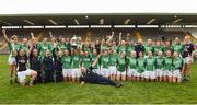 8 October 2017;  Fermanagh celebrate with the All Ireland Junior cup after the TG4 Ladies Football All-Ireland Junior Championship Final Replay between Derry and Fermanagh at St Tiernach's Park in Clones, Co Monaghan. Photo by Oliver McVeigh/Sportsfile