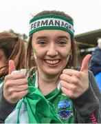 8 October 2017; A happy Fermanagh supporter Tracey Maguire after the TG4 Ladies Football All-Ireland Junior Championship Final Replay between Derry and Fermanagh at St Tiernach's Park in Clones, Co Monaghan. Photo by Oliver McVeigh/Sportsfile