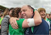 8 October 2017; Fermanagh manager Emmet Curry celebrates with Eimear Smyth after the TG4 Ladies Football All-Ireland Junior Championship Final Replay between Derry and Fermanagh at St Tiernach's Park in Clones, Co Monaghan. Photo by Oliver McVeigh/Sportsfile
