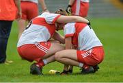 8 October 2017; A dejected Dania Donnelly and Jackie Donnelly of Derry after the final whistle the TG4 Ladies Football All-Ireland Junior Championship Final Replay between Derry and Fermanagh at St Tiernach's Park in Clones, Co Monaghan. Photo by Oliver McVeigh/Sportsfile