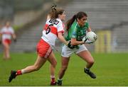 8 October 2017; Joanne Doonan of Fermanagh in action against Katie Holly of Derry during the TG4 Ladies Football All-Ireland Junior Championship Final Replay between Derry and Fermanagh at St Tiernach's Park in Clones, Co Monaghan. Photo by Oliver McVeigh/Sportsfile