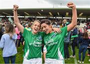 8 October 2017; Edel Campbell and Aine McGovern of Fermanagh celebrate after the TG4 Ladies Football All-Ireland Junior Championship Final Replay between Derry and Fermanagh at St Tiernach's Park in Clones, Co Monaghan. Photo by Oliver McVeigh/Sportsfile