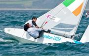 2 August 2012; Ireland's Peter O'Leary, skipper, and David Burrows, crew, compete in the men's star keelboat fleet race. London 2012 Olympic Games, Sailing, Weymouth & Portland National Sailing Academy, Portland, Dorset, England. Picture credit: David Branigan / SPORTSFILE