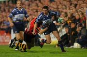 4 October 2002; Christian Warner, Leinster, is tackled by Matt Mostyn, Newport. Leinster v Newport, Celtic League, Donnybrook, Dublin. Rugby. Picture credit; Matt Browne / SPORTSFILE *EDI*