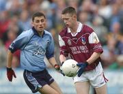 6 October 2002; Clive Monaghan, Galway in action against Alan Brogan, Dublin v Galway, All Ireland Under 21 Football Final, O'Moore Park Portlaoise, Co. Laois. Picture credit; Damien Eagers / SPORTSFILE *EDI*