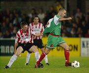 4 October 2002; Alan Reynolds, Cork City in action against Eamon Doherty, Derry City, Cork City v Derry City, FAI Cup Semi Final, Turner's Cross, Cork, Soccer. Picture credit; Damien Eagers / SPORTSFILE *EDI*