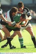 5 October 2002; Connacht's Peter Bracken is tackled by the Pontypridd defence. Connacht v Pontypridd, Celtic League, Sportsground, Co. Galway. Rugby. Picture credit; Brian Lawless / SPORTSFILE
