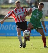13 October 2002; John O'Flynn, Cork City, in action against Eamon Doherty, Derry City. eircom League Premier Division, Derry City v Cork City, Brandywell, Derry. Soccer. Picture credit; David Maher / SPORTSFILE *EDI*