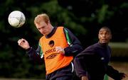 14 October 2002; Republic of Ireland's Gary Doherty in action against team-mate Clinton Morrison during squad training. John Hyland Park, Baldonnel, Co. Dublin. Soccer. Picture credit; David Maher / SPORTSFILE *EDI*