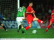 16 October 2002; Republic of Ireland's Robbie Keane miss his chance to score early in the first half. Republic of Ireland v Switzerland, European Championships 2004 Qualifier, Lansdowne Road, Dublin. Soccer. Picture credit; David Maher / SPORTSFILE
