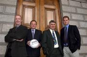 10 July 2002; Pictured at a photocall ahead of the Munster and Leinster Football Finals are managers, from l-r; Cork Manager, Larry Tompkins, Dublin Manager, Tommy Lyons, Kildare Manager, Mick O'Dwyer and Tipperary Manager, Tom McGlinchey at College Green, Dublin. Picture credit; Aoife Rice / SPORTSFILE  *EDI*