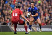 7 October 2017; Joey Carbery of Leinster in action against Tyler Bleyendaal of Munster during the Guinness PRO14 Round 6 match between Leinster and Munster at the Aviva Stadium in Dublin. Photo by Brendan Moran/Sportsfile