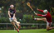 8 October 2017; Con O'Callaghan of Cuala shoots to score his side's first goal past St Brigid's goalkeeper Alan Nolan during the Dublin County Senior Hurling Championship Quarter-Final match between Cuala and St Brigid's at O'Toole Park in Dublin. Photo by David Fitzgerald/Sportsfile