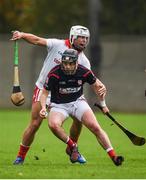 8 October 2017; Colum Sheanon of Cuala in action against Ciaran Dolan of St Brigid's during the Dublin County Senior Hurling Championship Quarter-Final match between Cuala and St Brigid's at O'Toole Park in Dublin. Photo by David Fitzgerald/Sportsfile