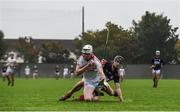 8 October 2017; Johnny McGuirk of St Brigid's in action against Sean Moran of Cuala during the Dublin County Senior Hurling Championship Quarter-Final match between Cuala and St Brigid's at O'Toole Park in Dublin. Photo by David Fitzgerald/Sportsfile