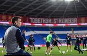 8 October 2017; Republic of Ireland's Seamus Coleman issues words of encouragement to team-mates during squad training at Cardiff City Stadium in Cardiff, Wales. Photo by Stephen McCarthy/Sportsfile