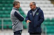 8 October 2017; Republic of Ireland U21 manager Noel King, right, speaks with coach Mark Kinsella during squad training at Tallaght Stadium in Dublin. Photo by David Fitzgerald/Sportsfile