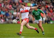 8 October 2017; Annie Crozier of Derry scoring a point during the TG4 Ladies Football All-Ireland Junior Championship Final Replay between Derry and Fermanagh at St Tiernach's Park in Clones, Co Monaghan. Photo by Oliver McVeigh/Sportsfile