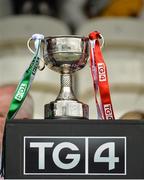 8 October 2017; The TG4 Ladies Football All-Ireland Junior cup before the TG4 Ladies Football All-Ireland Junior Championship Final Replay between Derry and Fermanagh at St Tiernach's Park in Clones, Co Monaghan. Photo by Oliver McVeigh/Sportsfile