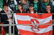 8 October 2017; Derry Fans during the TG4 Ladies Football All-Ireland Junior Championship Final Replay between Derry and Fermanagh at St Tiernach's Park in Clones, Co Monaghan. Photo by Oliver McVeigh/Sportsfile