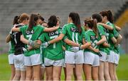 8 October 2017; The Fermanagh pre match huddle prior to the TG4 Ladies Football All-Ireland Junior Championship Final Replay between Derry and Fermanagh at St Tiernach's Park in Clones, Co Monaghan. Photo by Oliver McVeigh/Sportsfile