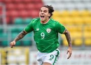 9 October 2017; Reece Grego-Cox of Republic of Ireland celebrates after scoring his side's first goal against Israel during the UEFA European U21 Championship Qualifier match between Republic of Ireland and Israel at Tallaght Stadium in Dublin. Photo by Matt Browne/Sportsfile