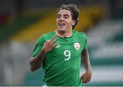 9 October 2017; Reece Grego-Cox of Republic of Ireland celebrates after scoring a hatrick for his side during the UEFA European U21 Championship Qualifier match between Republic of Ireland and Israel at Tallaght Stadium in Dublin. Photo by Matt Browne/Sportsfile