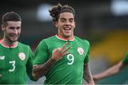 9 October 2017; Reece Grego-Cox of Republic of Ireland celebrates after scoring a hatrick for his side during the UEFA European U21 Championship Qualifier match between Republic of Ireland and Israel at Tallaght Stadium in Dublin. Photo by Matt Browne/Sportsfile