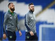 9 October 2017; David Meyler, left, and Daryl Murphy of Republic of Ireland prior to the FIFA World Cup Qualifier Group D match between Wales and Republic of Ireland at Cardiff City Stadium in Cardiff, Wales. Photo by Seb Daly/Sportsfile