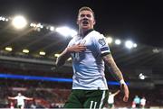 9 October 2017; James McClean of Republic of Ireland celebrates after scoring his side's first goal during the FIFA World Cup Qualifier Group D match between Wales and Republic of Ireland at Cardiff City Stadium in Cardiff, Wales. Photo by Stephen McCarthy/Sportsfile