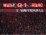 9 October 2017; A general view of the scoreboard during the FIFA World Cup Qualifier Group D match between Wales and Republic of Ireland at Cardiff City Stadium in Cardiff, Wales. Photo by Seb Daly/Sportsfile