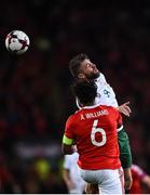 9 October 2017; Daryl Murphy of Republic of Ireland in action against Ashley Williams of Wales during the FIFA World Cup Qualifier Group D match between Wales and Republic of Ireland at Cardiff City Stadium in Cardiff, Wales. Photo by Seb Daly/Sportsfile