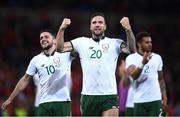 9 October 2017; Shane Duffy of Republic of Ireland celebrates following his side's victory during the FIFA World Cup Qualifier Group D match between Wales and Republic of Ireland at Cardiff City Stadium in Cardiff, Wales. Photo by Stephen McCarthy/Sportsfile