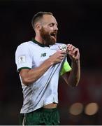 9 October 2017; David Meyler of Republic of Ireland celebrates following his side's victory during the FIFA World Cup Qualifier Group D match between Wales and Republic of Ireland at Cardiff City Stadium in Cardiff, Wales. Photo by Seb Daly/Sportsfile