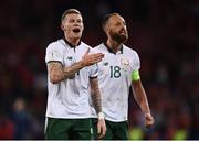 9 October 2017; James McClean of Republic of Ireland celebrates following his side's victory during the FIFA World Cup Qualifier Group D match between Wales and Republic of Ireland at Cardiff City Stadium in Cardiff, Wales. Photo by Seb Daly/Sportsfile