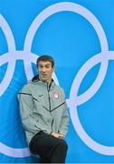 2 August 2012; USA's Michael Phelps waits to be presented with his gold medal after winning the Men's 200m Individual Medley Final. London 2012 Olympic Games, Swimming, Aquatic Centre, Olympic Park, Stratford, London, England. Picture credit: Brendan Moran / SPORTSFILE