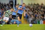 3 August 2012; Paul O'Conor, UCD, in action against Gary McCabe, Shamrock Rovers. Airtricity League Premier Division, UCD v Shamrock Rovers, Belfield Bowl, UCD, Belfield, Dublin. Picture credit: Matt Browne / SPORTSFILE